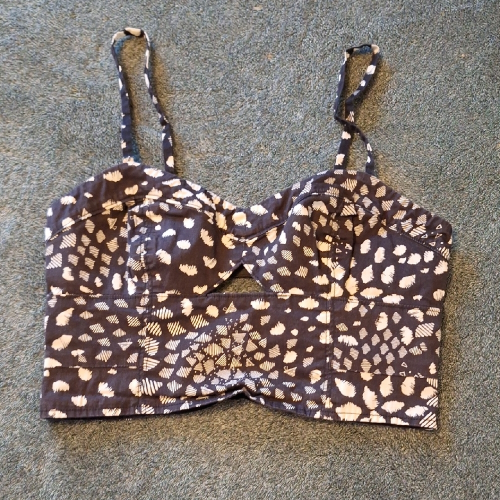 Silence + Noise Black and White Bustier Crop Top